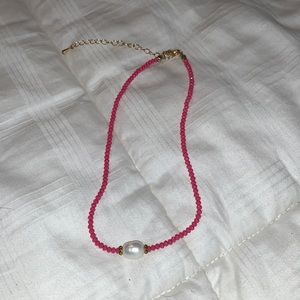 Boutique - Pink Bead and Pearl Choker Necklace